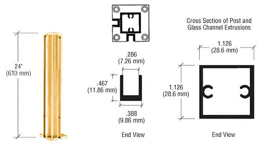 CRL 24" Corner Design Series Partition Post