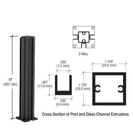 CRL 18" 3-Way Design Series Partition Post