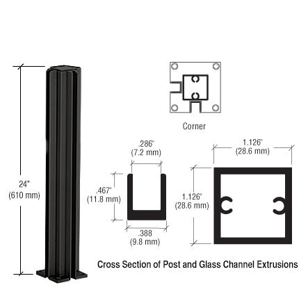 CRL 24" Corner Design Series Partition Post