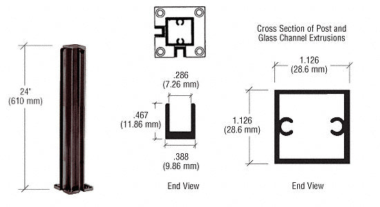 CRL 24" Corner Design Series Partition Post