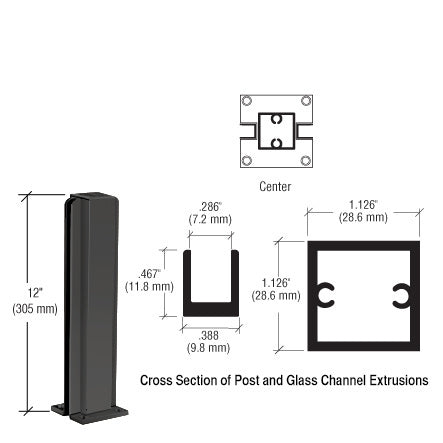 CRL 12" Center Design Series Partition Post
