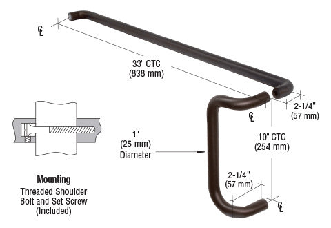 CRL Painted Solid Push Bar and Pull Handle Set