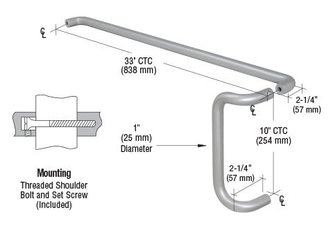 CRL Painted Solid Push Bar and Pull Handle Set