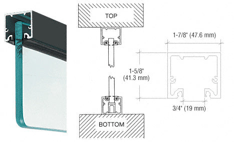 CRL Wide U-Channel with Top Load Roll-In Glazing Gasket for 3/8" and 1/2" Glass - 120" Length