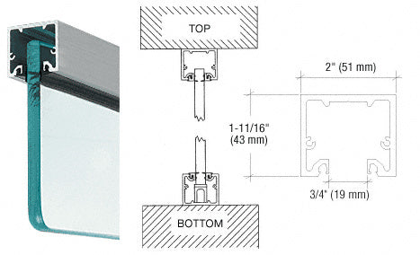 CRL Wide U-Channel with Top Load Roll-In Glazing Gasket for 3/8" and 1/2" Glass - 120" Length