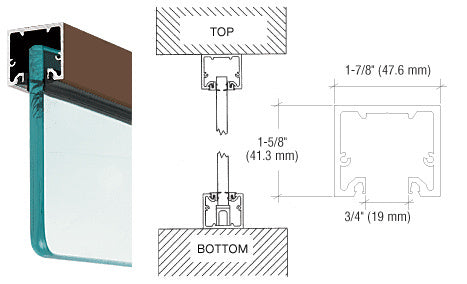 CRL Wide U-Channel with Top Load Roll-In Glazing Gasket for 3/8" and 1/2" Glass - 240" Length