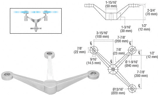 3-Way Arm Heavy Duty Post or Column Mount Spider Fitting