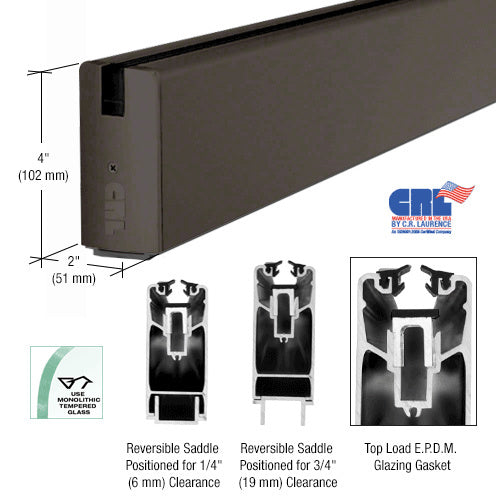 CRL Powder Coat 4" Square Sidelite Rail Additional Image - 1