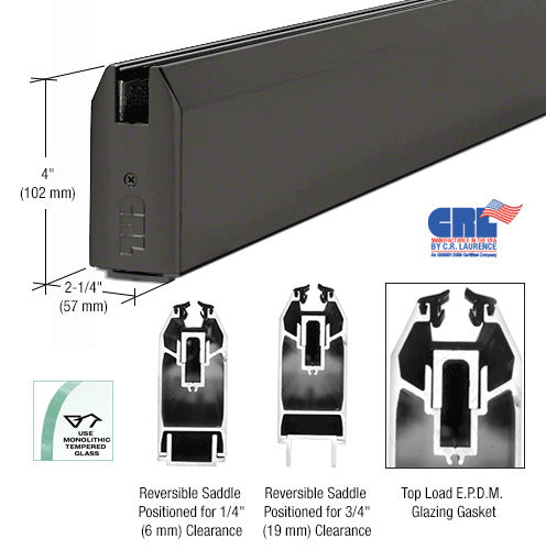 CRL Powder Coat 4" Tapered Sidelite Rail