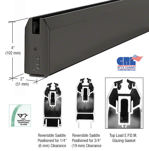 CRL Powder Coat 4" x 240" Length Tapered Sidelite Rail