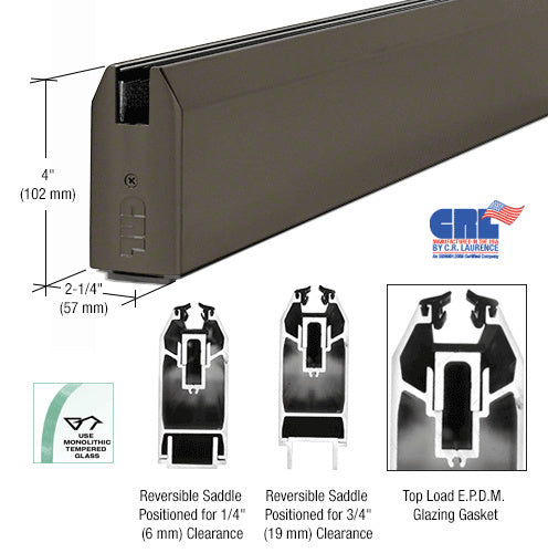 CRL 4" x 240" Length Tapered Sidelite Rail