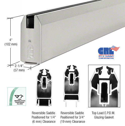 CRL 4" x 240" Length Tapered Sidelite Rail