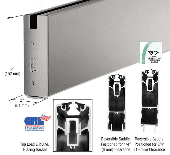 CRL Powder Coat 6" Square Sidelite Rails Additional Image - 1