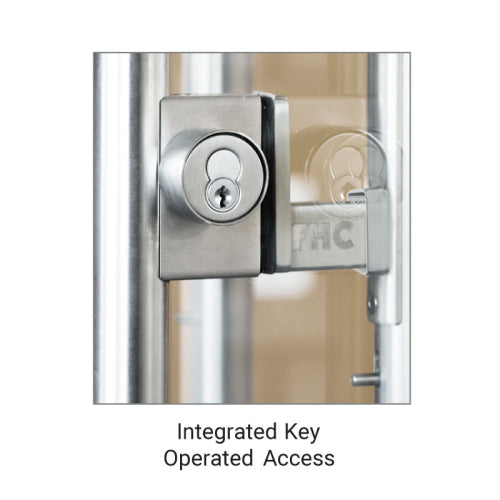 FHC Magnalink Egress Device - D Exterior Pull Handle - RHR - Rail Mount - Exterior Keyed Access - Polished Brass
