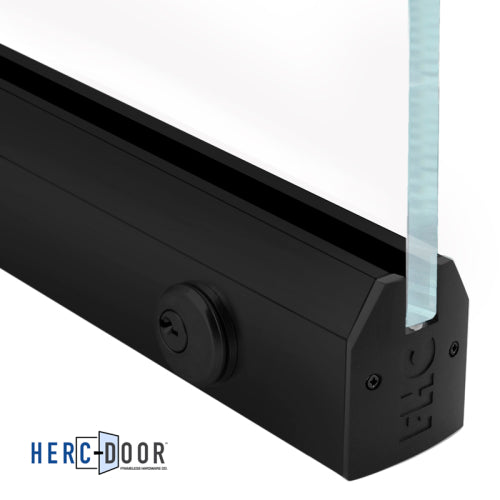 FHC 2-1/2" Low Profile Tapered Door Rail With Lock For 3/8" Glass - 35-3/4" Length