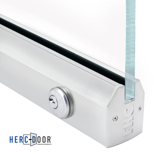 FHC 2-1/2" Low Profile Tapered Door Rail With Lock For 3/8" Glass - 35-3/4" Length