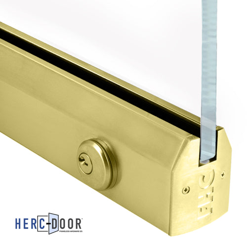 FHC 2-1/2" Low Profile Tapered Door Rail With Lock For 3/8" Glass - 35-3/4" Length