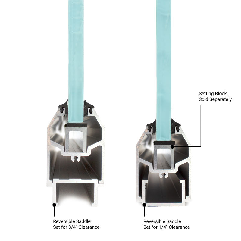 2-1/2" Tall Tapered Low Profile Sidelite Rail 120" Length With Reversible Saddle