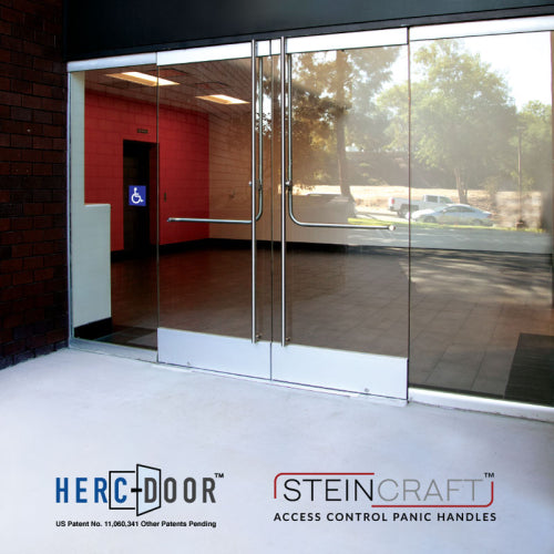 FHC Bottom Latching Panic Exit Device F Exterior Full Height Pull Handle RHR Bottom Rail Mount - Brushed Stainless